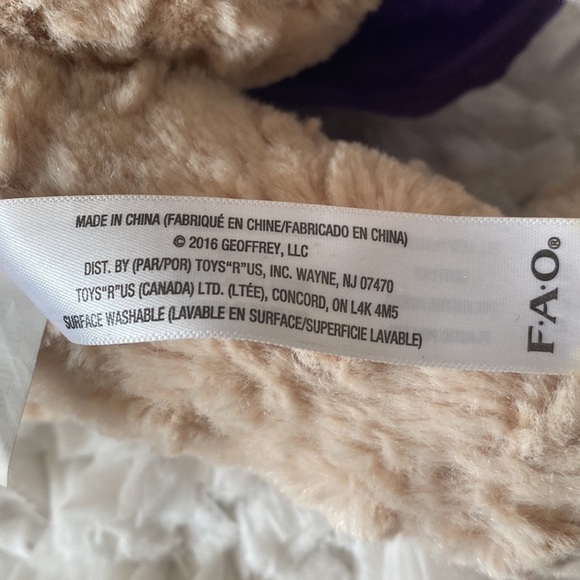 FAO Schwarz 2016 Stuffed Purple Dress & Bow Geoffrey Bear - Picture 10 of 10